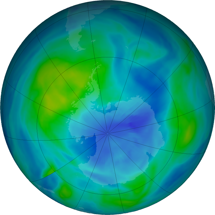 Antarctic ozone map for 27 March 2018